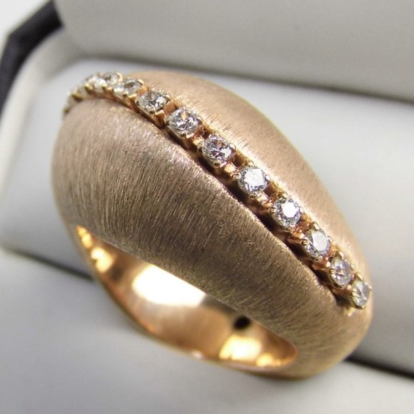 18K Rose Gold over Silver Wave Satin Finish ring